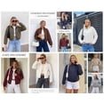 thumbnail image 5 of PRETTYGARDEN Womens Zip Up Fleece Cropped Sweatshirt Jacket Oversized Loose Soft Stand Collar with Drawstring Hem, Long Sleeve Casual Coat With Pockets, Fall Outfits Winter Clothing, 5 of 10