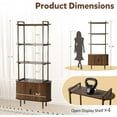 thumbnail image 2 of 71" Tall Fluted Bookshelf, 4 Tiers Wooden Display Book Shelf Case w/Storage Doors, Mid Century Modern Bookshelf for Bedroom Living Room, Freestanding Shelving Unit, Plant Stand Indoor (Brown), 2 of 14