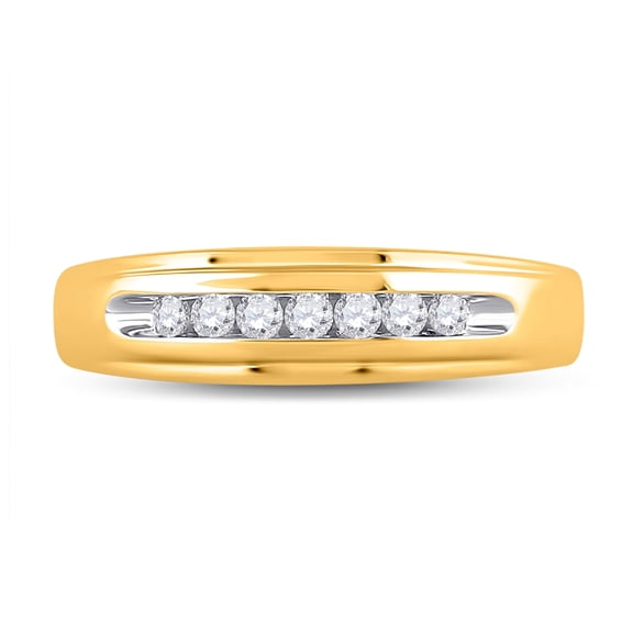 10K Yellow Gold Mens Round Diamond Wedding Channel-set Band Ring 1/4 Cttw, Mens Size: 7-13