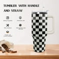 thumbnail image 3 of Black and white Checkered Tumbler with Handle Lid and Straw,40 Oz Checkered Tumbler Water Bottle Travel Coffee Cup Mug,Checkered Gifts for Women Men, 3 of 6