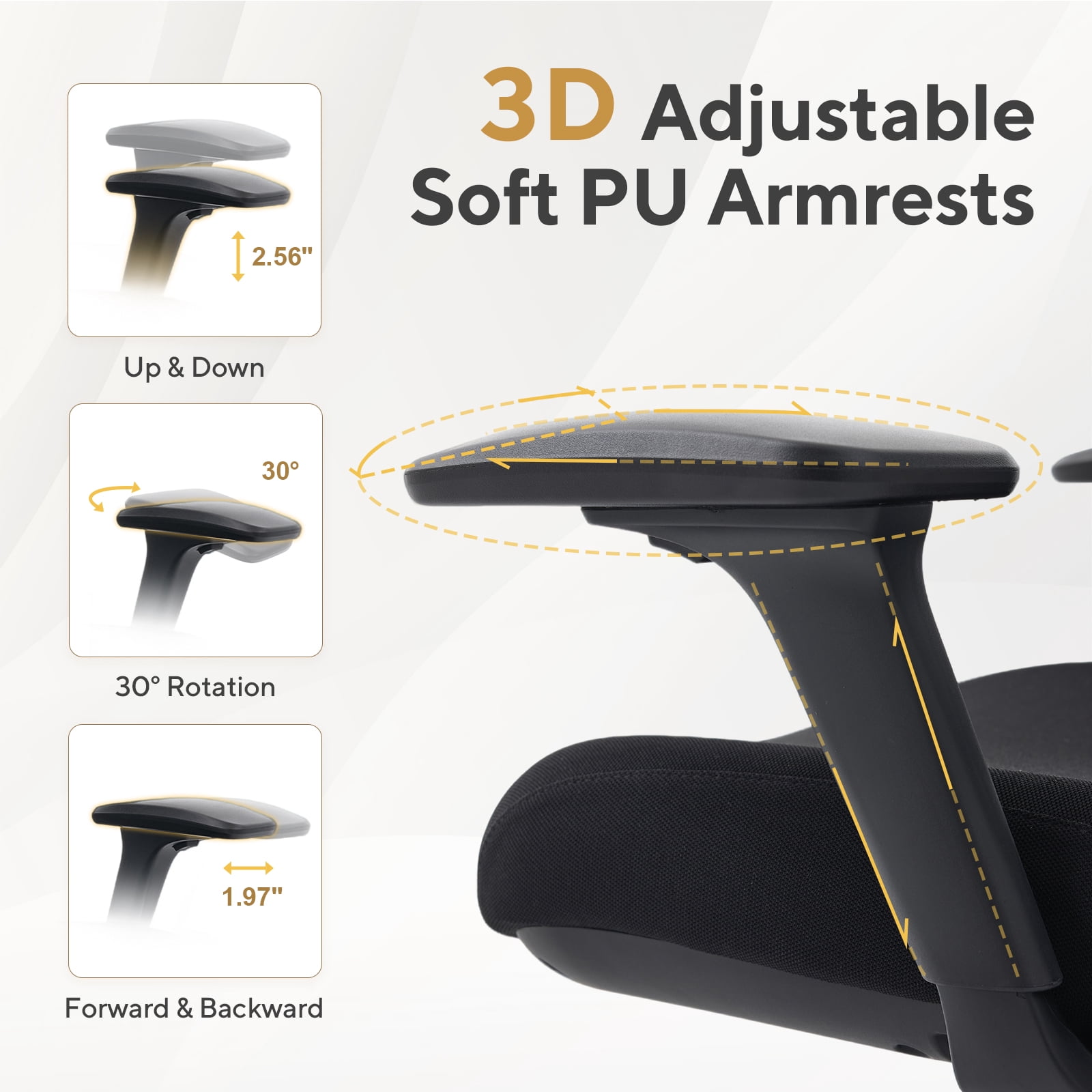 Nouhaus Apertura Ergonomic High Back Office Chair, Mesh Desk Chair with 3D Armrests and Dynamic Lumbar Support, Black