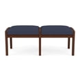 thumbnail image 2 of Lenox Wood Reception Waiting Room 18" 2-Seat Bench / Walnut Wood / Blue, 2 of 5