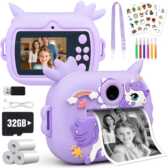 Cámara instantánea para niños Torlaist con pantalla de 2,4" en color morado