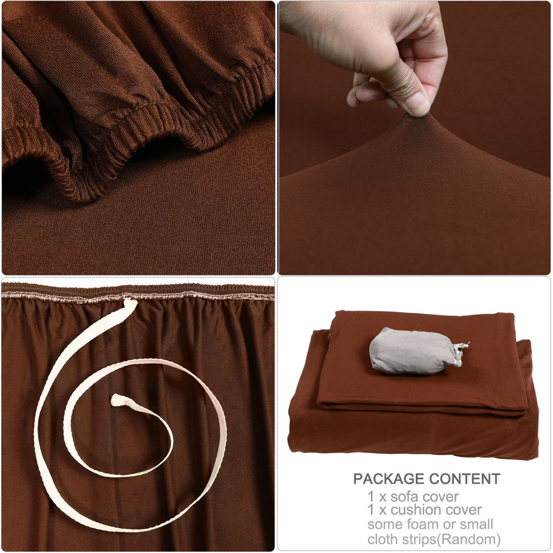 Unique Bargains 1-Piece Modern Solid Stretch Loveseat Slipcover, Chocolate