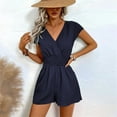 thumbnail image 4 of Women'S Summer Dressy Casual Short Sleeve Cute Rompers Flowy Dress Navy Blue S, 4 of 6