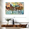 thumbnail image 3 of Elephant Stock San Diego City Landmarks Grunge Wall Art - Horizontal Canvas Wall Art - Living Room Wall Decor - Places Canvas - Beige And Gray Decor - 39" x 26", 3 of 8