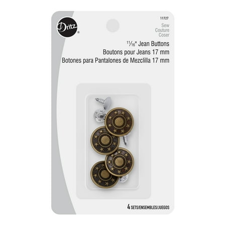 Dritz 11/16u0022 No Sew Jean Buttons, 4 Count