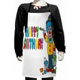 thumbnail image 1 of Birthday Kids Apron, Happy Clown for Party with Colorful Painting Drawing Style Buckets in Print, Boys Girls Apron Bib with Adjustable Ties for Cooking Baking Painting, Multicolor, by Ambesonne, 1 of 2