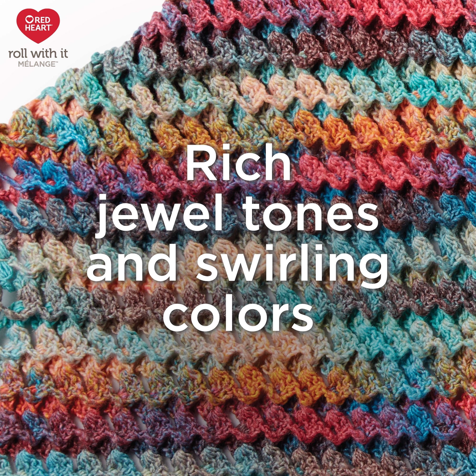 Red Heart® Roll with it melange™ #4 Worsted (Medium) Acrylique Fil, 5.29oz/150g 389 Yards Red Heart Roll with it melange fil