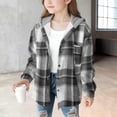 thumbnail image 2 of 4-5 Years Child Girl Fall Jacket Flannel Shirts Button Hooded Shirt Kids Casual Holiday Jackets 4-15 Years Sports Jacket Dark Gray Hoodie, 2 of 5