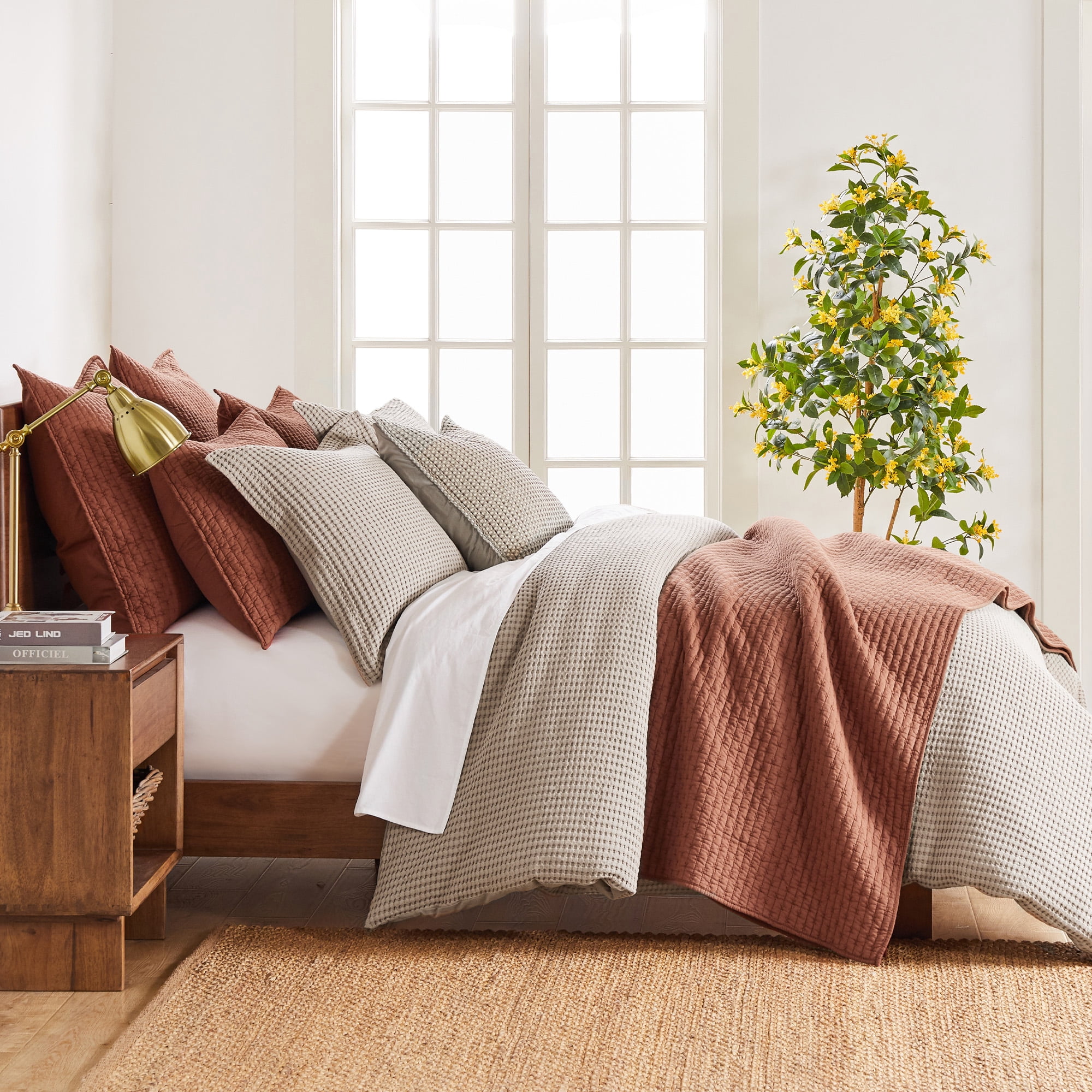 Levtex Home - Cross Stitch Adobe Quilt Set - 100% Cotton - Full/Queen Quilt (88x92in.) + 2 Standard Shams (26x20in.) - Reversible - Cotton Fabric