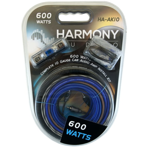 Harmony Audio HA-AK10 Car Stereo 10 Gauge 600W Amp Amplifier Install Kit Nickel