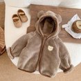 thumbnail image 2 of Gubotare Jacket for Baby Boys Toddler Girls Boys Fuzzy Fleece Zip Up Sherpa Jacket Fall Winter Warm Zip Up Coat Soft Comfy Long Sleeve Outerwear Size 6 12 Months (Coffee,6-12 Months), 2 of 6