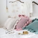 thumbnail image 3 of Xiao Hua Fundas de almohada de punto con pompones y borlas, estilo bohemio, estilo rústico, a rayas, de punto trenzado, decorativas, para sofá, cama, 45,7 x 45,7 cm, color rosa, 3 of 5