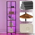 thumbnail image 5 of 6 Tier Corner Shelf with LED Light, 67.5” Tall Standing Shelf Organizer, Narrow Bookshelf with Storage Rack for Wall Corner, Living Room, Bedroom, Metal Frame, Wood Display Shelf, 5 of 17