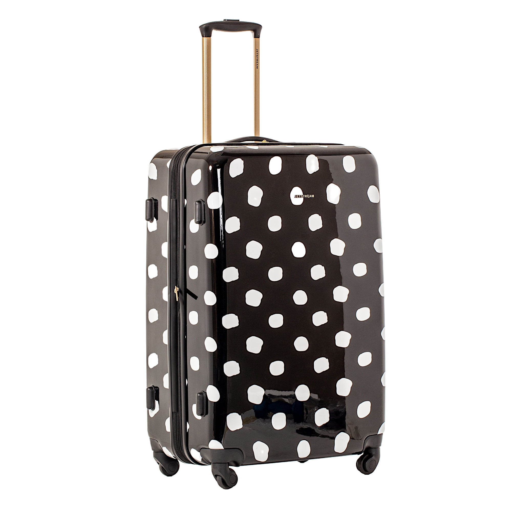 Jetstream 28-inch Hardside Rolling Spinner Checked Luggage, White Dots on Black
