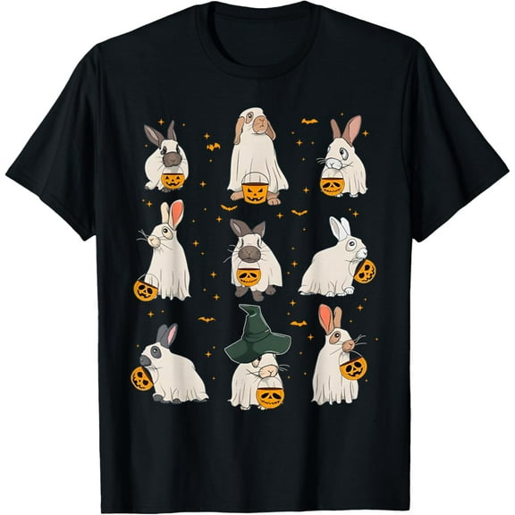 Cute Fall Bunny Ghost Costume Rabbit Lover Spooky Season T-Shirt Tee