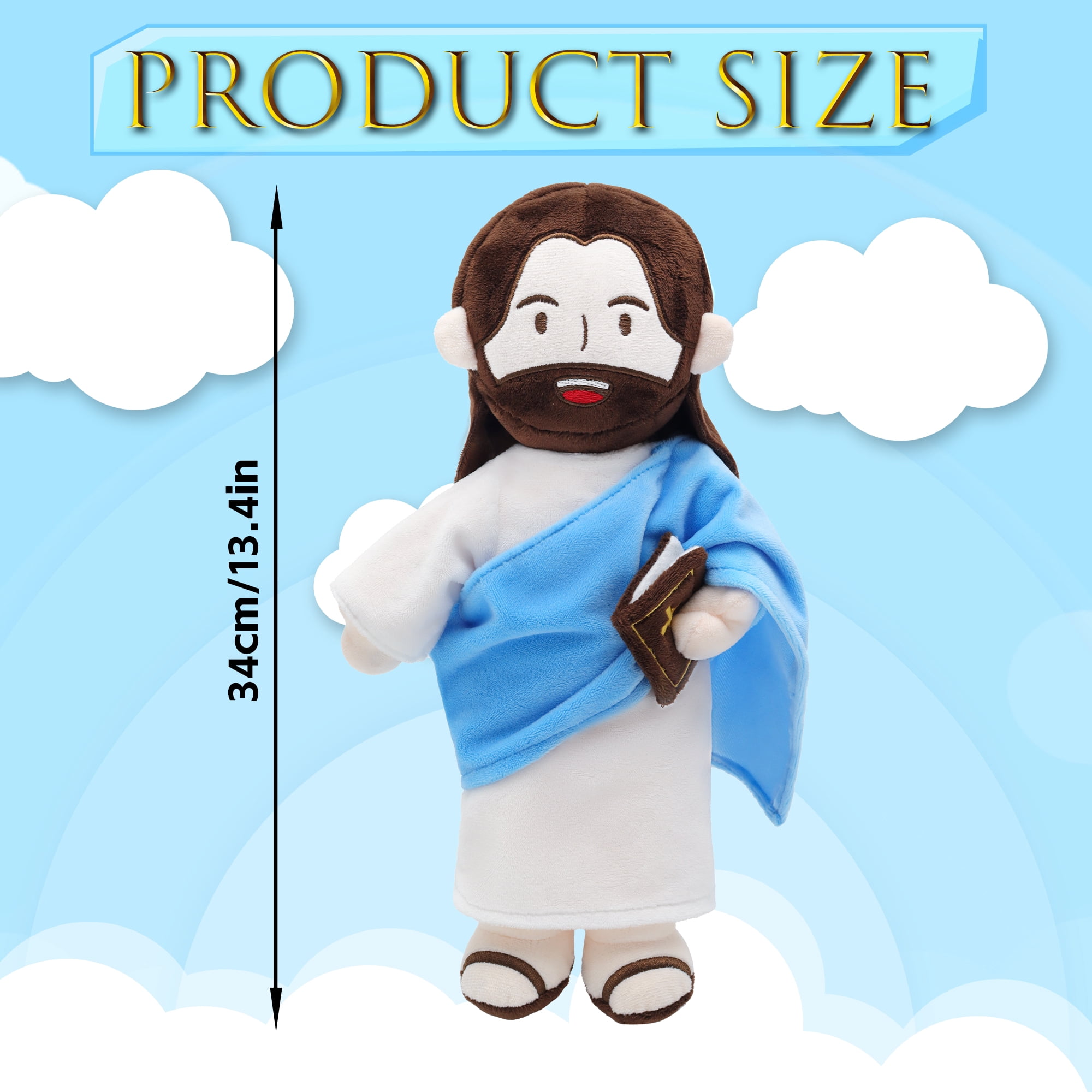 Jesus Plush Speaks 20 Of Jesus' Bible Verses And 3 Of Bible Music Jesus Doll Stuffed Animal To Teach Suitable For Church Sunday School Religious Easter-Blue