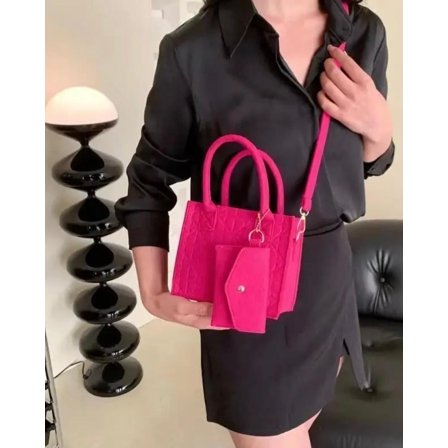 SE Women's Felt Tote Bag, Pink, 1-Piece Purse