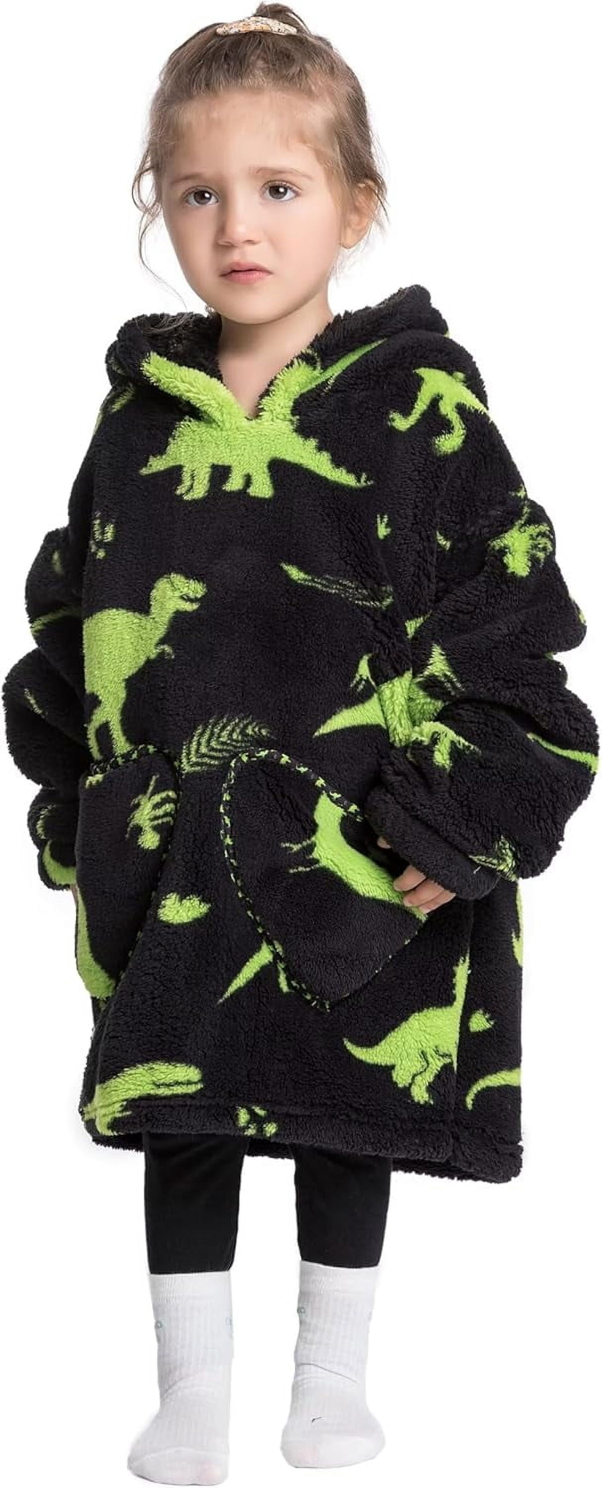 Wehilion 2-6YR Oversized Sweatshirt Hooded Blanket Sherpa Hoodie for Girls Boy Wearable Blanket Hoodie for Kids Toddlers