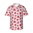 thumbnail image 2 of Xecao Hand Drawn Strawberry print Hawaiian shirt - a stylish short-sleeve button-down for men, perfect for casual beach and tropical outings., 2 of 9