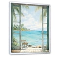 thumbnail image 2 of Designart "Beachside Windows II" Coastal Framed Wall Art - Coastal Green Coastal Windows Entryway Framed Wall Art Print, 2 of 6
