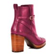 thumbnail image 3 of XYD Women Round Toe Perforated Ankle Boots Lug Sole Wooden Block Heel Buckled Strap Platform Side Zip Booties Casual Shoes Size 6 Magenta, 3 of 4