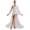 White, variant on Womens One Shoulder Flared Sleeve Flowy Sheer Mesh Skirted Leotard Lyrical Dance Dress Burgundy XL
