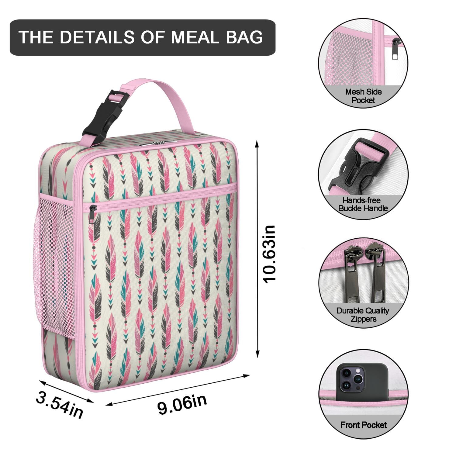 Vintage Style Lunch Box Tote, Boho Chic Waterproof Thermal Bag for Women or Students