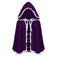 thumbnail image 3 of THDHVS shawl wraps for women,Poncho Shawl,Unisex Christmas Velvet Cape with Lace Trim and Attached Hood for Holiday Festivities Short Cloak Features Elegant Ruffle Detail for All Ages, 3 of 6