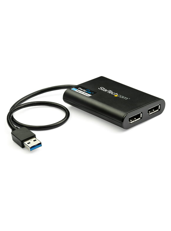 StarTech.com USB 3.0 to Dual DisplayPort Adapter 4K 60Hz, DisplayLink Certified, Video Converter with External Graphics Card - Mac & PC