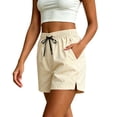 thumbnail image 3 of Womens Sweat Shorts Quick Dry Shorts for Womens Summer Cooling Lightweight Shorts Elastic Waist Fitness Sports Bottoms Beige S, 3 of 7