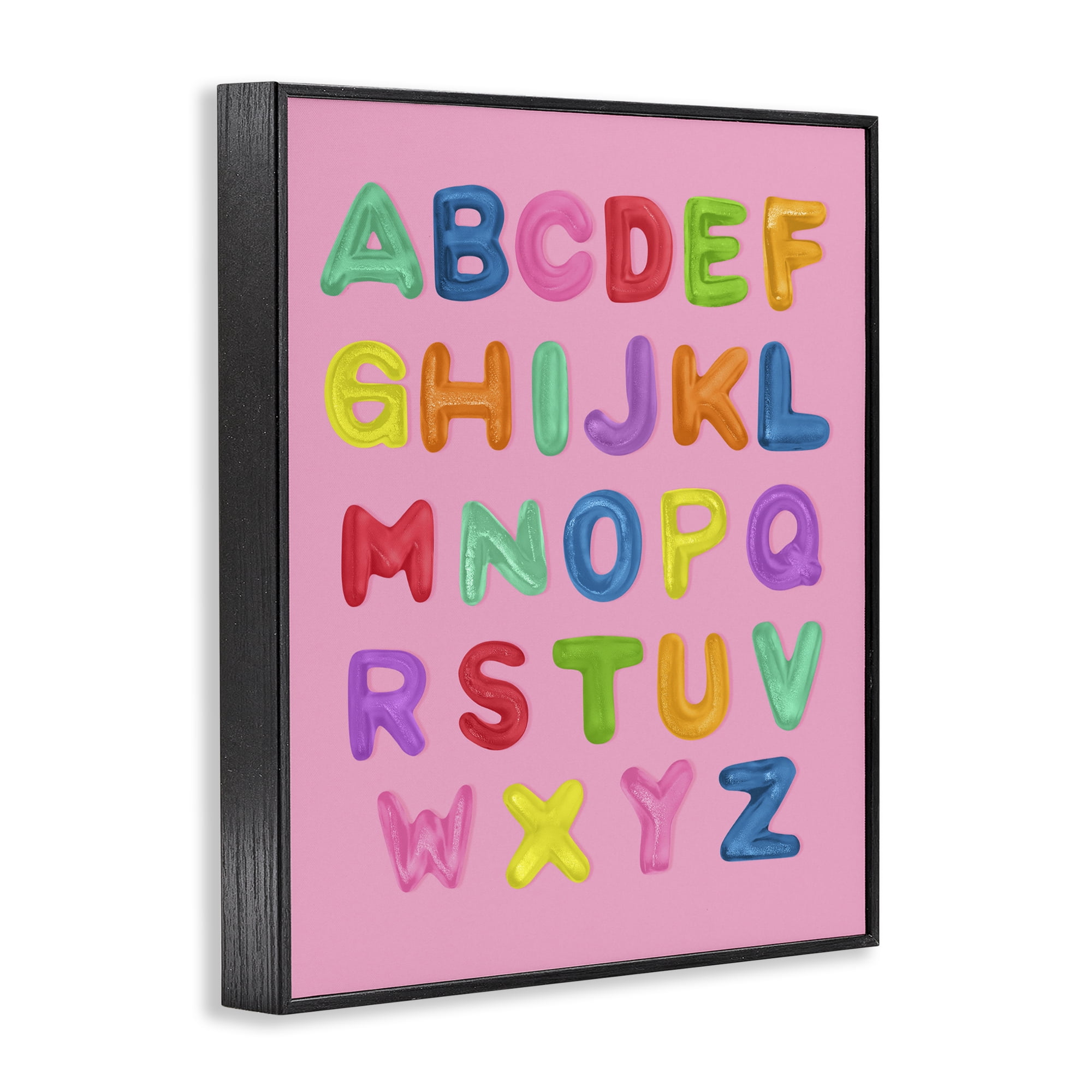 Stupell Industries Gummy Alphabet over Pink Black Framed Giclee Art, design by LISH Creative