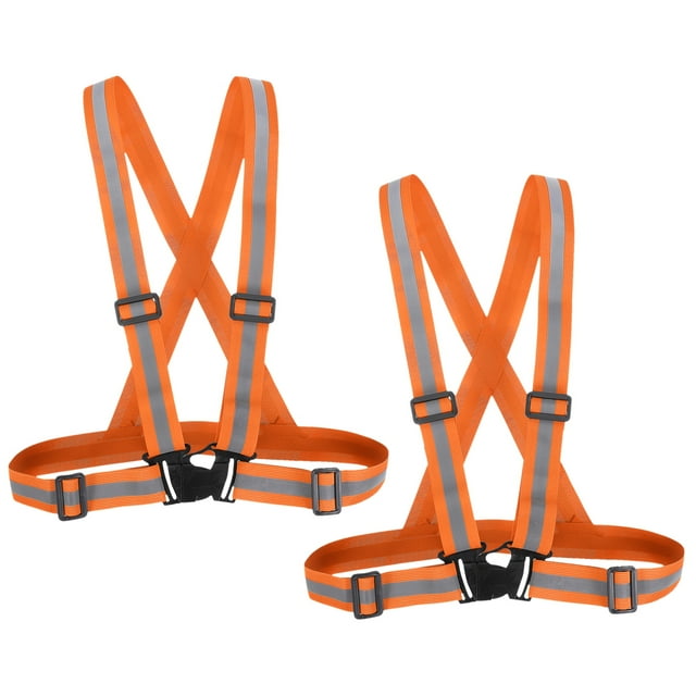 Chaleco de Seguridad Reflectante Uxcell, Chalecos de Seguridad Hi-Vis, Tiras de Alta Visibilidad Ajustables para Correr y Andar en Bicicleta Naranja Fluorescente