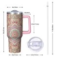 thumbnail image 3 of 40oz Boho Mandala Travel Must Have Tumbler with Handle, Leak Proof Flip Straw Lid, Vacuum Insulated Stainless Steel Cup Gift, 3 of 5