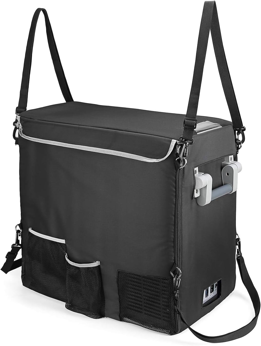 53 Quart Insulated Protective Cover for Portable Car Refrigerator -  Weatherproof  with Storage Pockets