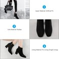 thumbnail image 2 of 1 par de botas de punta cuadrada, zapatos de tacón grueso, botas de tacón medio, botines de mujer, 2 of 3