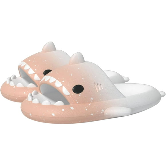 Shark Slides Original, 2023 New Slidely Shark Slides, Cloud Shark Home Spa Slippers for Women Men:11-12.5 Women-9-11 Men-Pink White