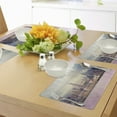 thumbnail image 4 of Ambesonne Scenery Place Mats Set of 4, New York Usa Roof View, Standard Size, Grey White and Pink, 4 of 6