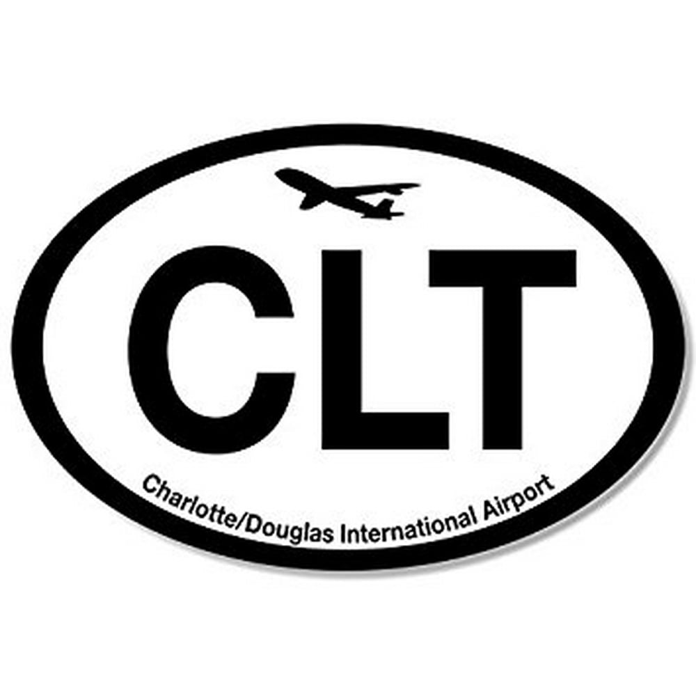Oval CLT Charlotte Douglas Airport Code Sticker Decal (jet fly air hub