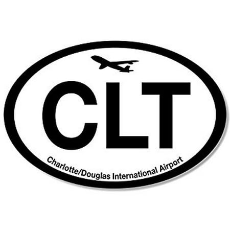 Oval CLT Charlotte Douglas Airport Code Sticker Decal (jet fly air hub pilot nc) 3 x 5