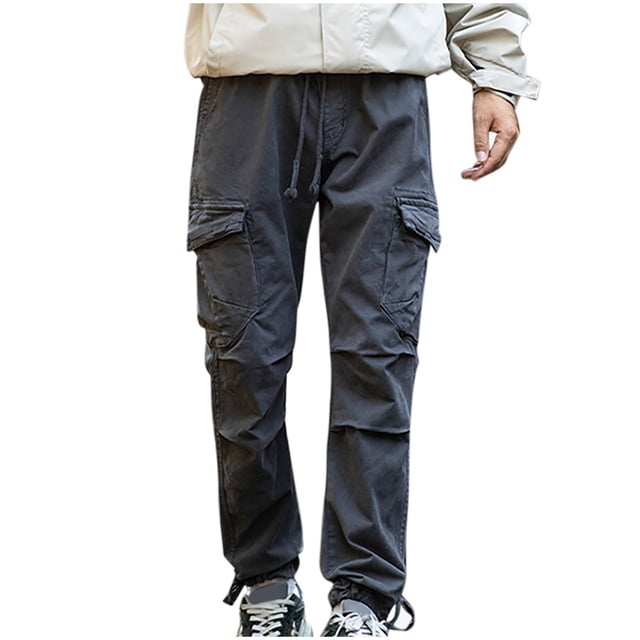 ameIAEA Cargo Pants for Men Elastic Waist Outdoor Hiking Pants Drawstring Sweatpant with Multi Pockets