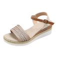 thumbnail image 3 of EliteGoogv Womens Sandals Platform Wedge Sandals For Women Summer Casual Walking Shoes Comfortable Heeled Sandals Travel Beach Vacation Shoes US: 8.5 Rose Gold, 3 of 8