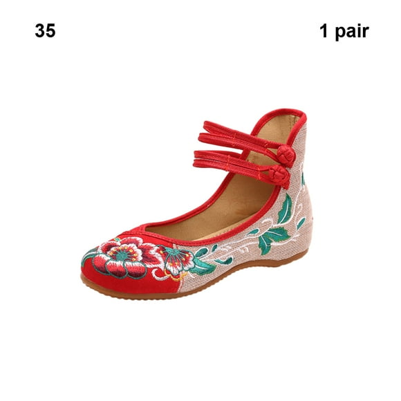 Baohd Linen Durable And Lightweight Womens Ballet Flats Made To Last Womens Ballet Flats Pumps Shoes New Embroidered red 35