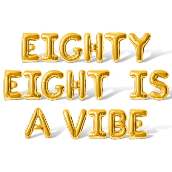Letter Balloons - EIGHTY EIGHT IS A VIBE 16" Inch Alphabet Letters Foil Mylar Balloon 88th Birthday Party Banner (Gold)