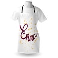 thumbnail image 3 of Emma Apron Feminine Letters Arrangement Handwritten Newborn Girl Name Curves and Swirls, Unisex Kitchen Bib Apron with Adjustable Neck for Cooking Baking Gardening, Purple and Mustard, by Ambesonne, 3 of 3