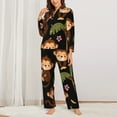 thumbnail image 6 of Rateoe Monkeys Swinging from Palms Pattern Womens Pajamas Set Long Sleeve Sleepwear Button Down Nightwear Soft Cotton Pj Lounge Sets, 6 of 9