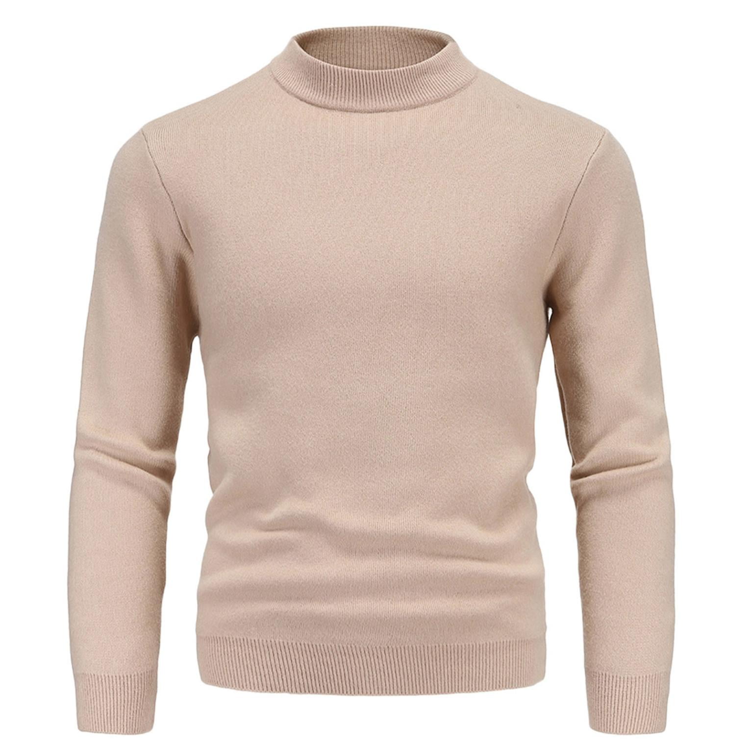 Hurrg Mens Long Sleeve Pullover Knitted Casual Turtleneck Slim Fit Color Block Sweater 