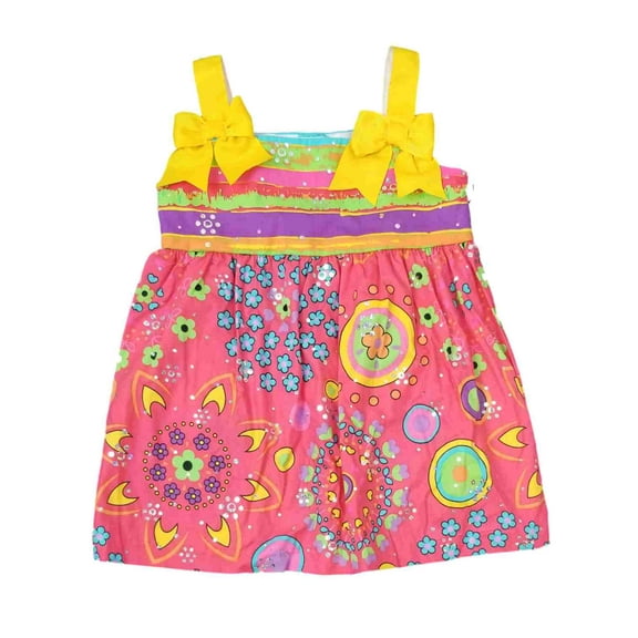 Ashley Ann Infant Girls Orange Purple Flower Hippie Sundress Baby Dress 12M