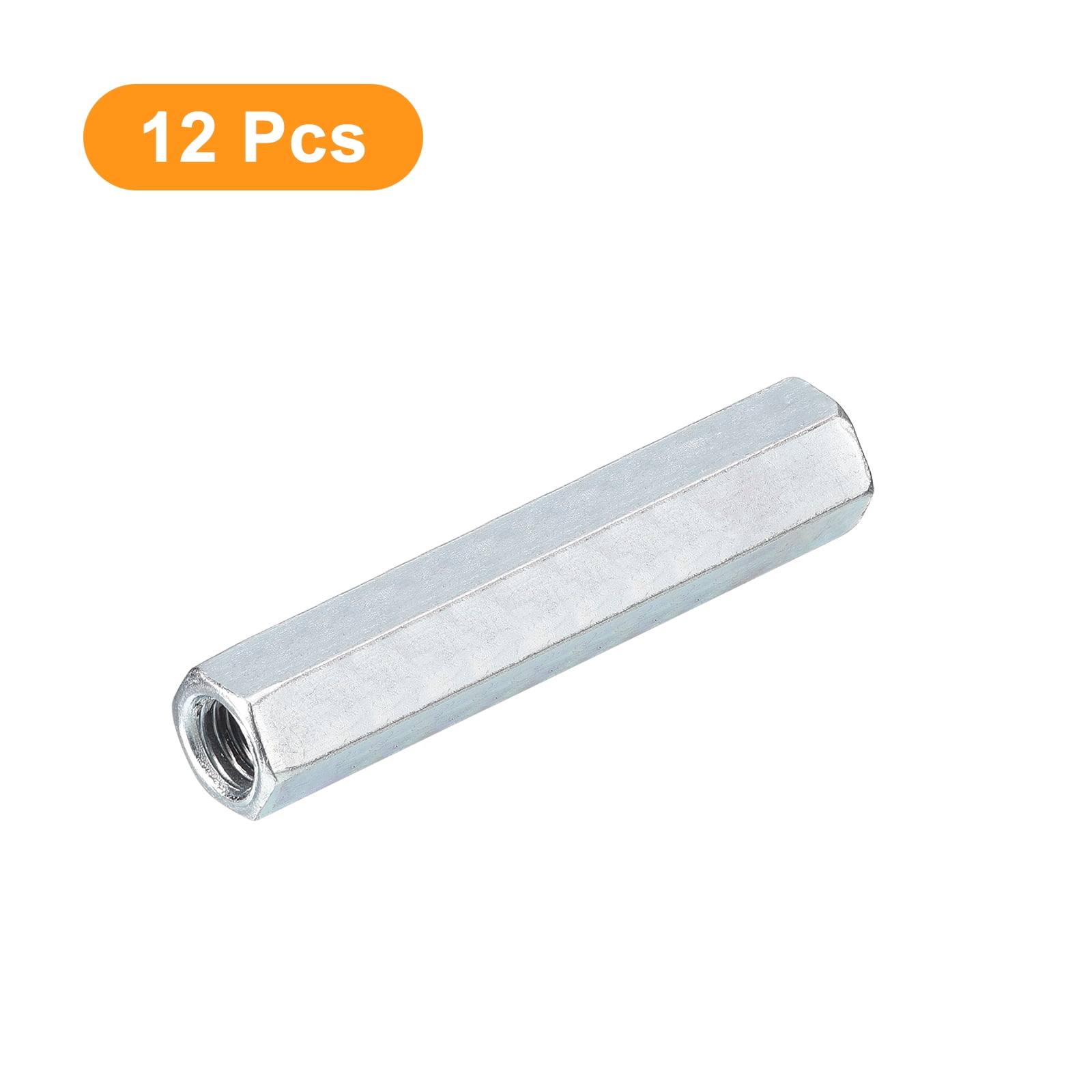 12pcs M8x12x60mm Coupling Nuts - Galvanized Carbon Steel Hex Threaded Rod Coupler for Furniture, Electronic, Industrial